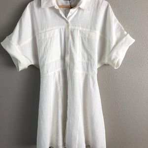 Zara White Button Down Mini Dress